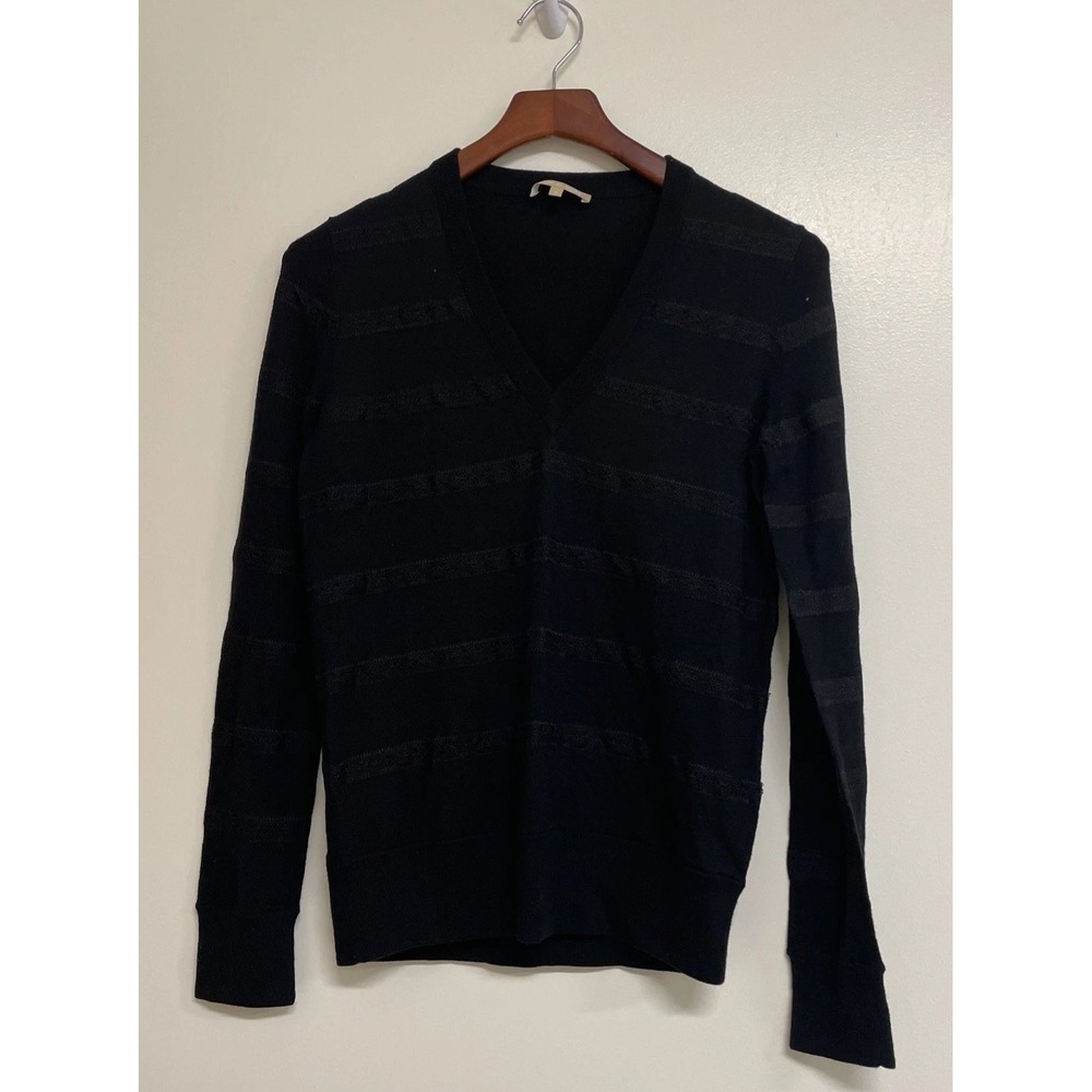 Michael Kors Sweater Black Lace Stripe 100% Merino Wool Women's Sz S New, Sample